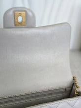 Load image into Gallery viewer, CHANEL 21A light Grey Lambskin Aged GHW Mini Rectangular Flap Bag with Top Handle

