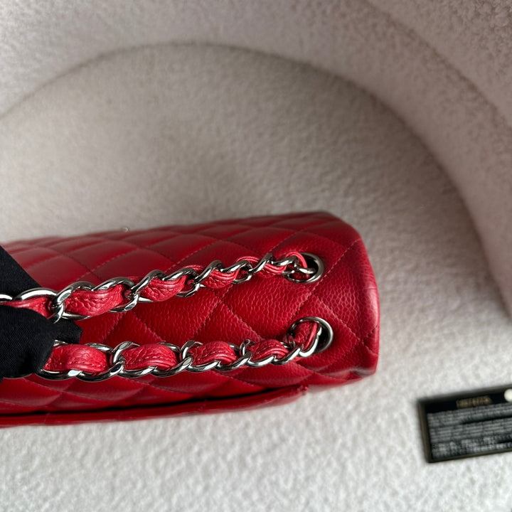 CHANEL series 19 14C Red Caviar SHW Jumbo Timeless Classic Double Flap Bag 2014