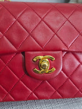 Load image into Gallery viewer, Chanel series 1 Red Lambskin 24K GHW Vintage Classic Mini Flap Bag
