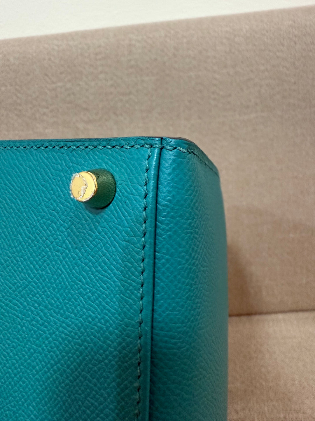 Hermes Kelly 28 in Bleu Paon Epsom Sellier Leather GHW Stamp D 2019