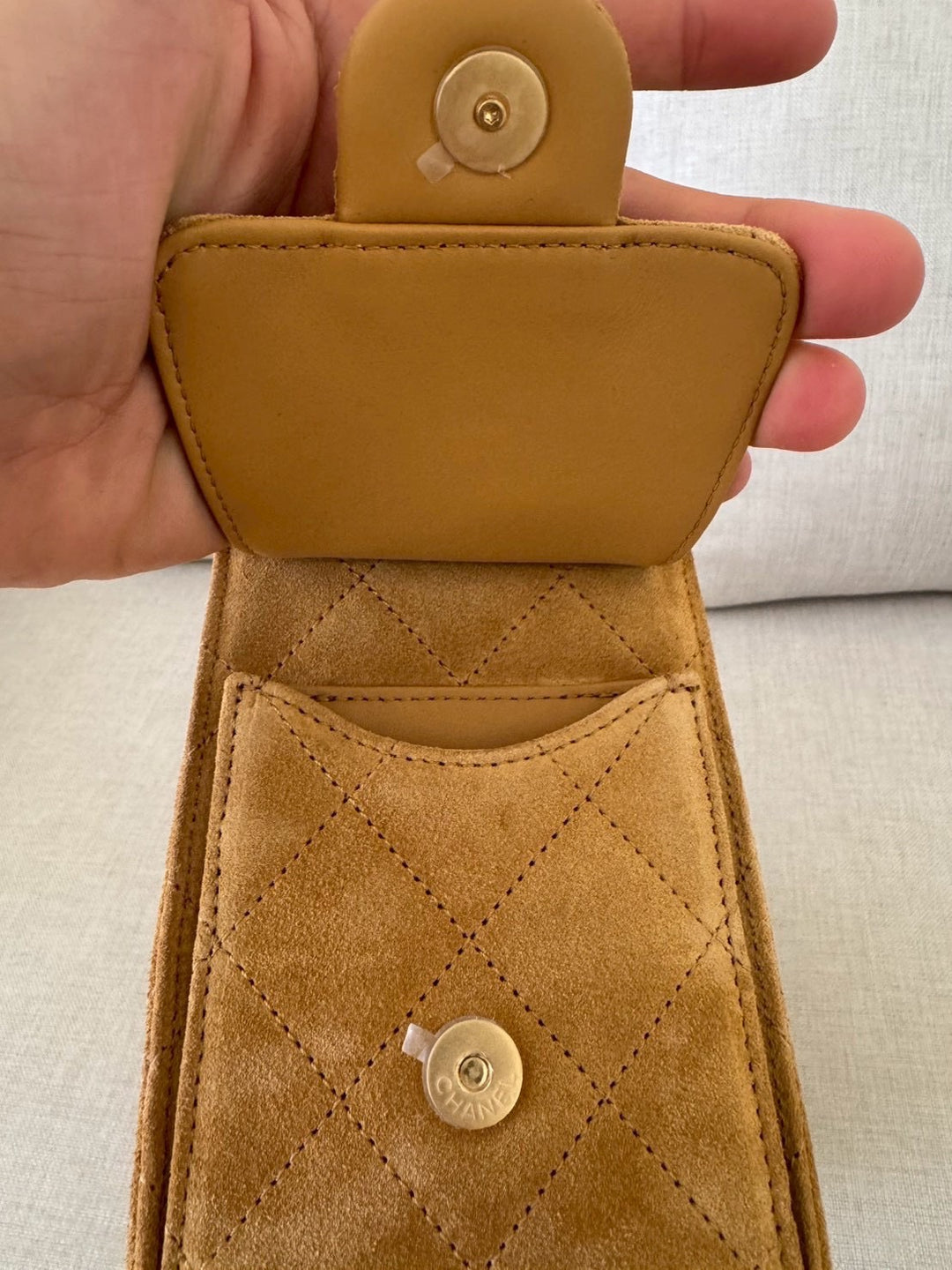 CHANEL 26C Camel Suede Aged GHW Mini 25 Hobo Bag