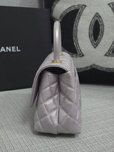 Load image into Gallery viewer, Chanel 22P 2022 Pre Spring/Summer Collection Iridescent Pink Caviar GHW Coco Handle Flap Bag size Small with Detachable Shoulder strap
