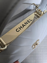 Load image into Gallery viewer, Chanel series 25 Grey Lambskin Chevron Trendy CC Top Handle Flap Bag Size Small with Champagne GHW and Detachable Shoulder strap
