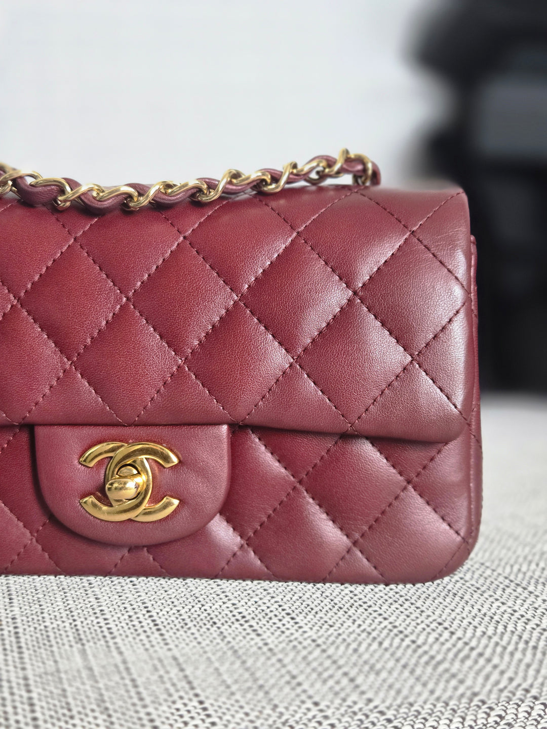 Chanel series 21 2015 15B Collection Burgundy Lambskin GHW Mini Rectangular Flap Bag