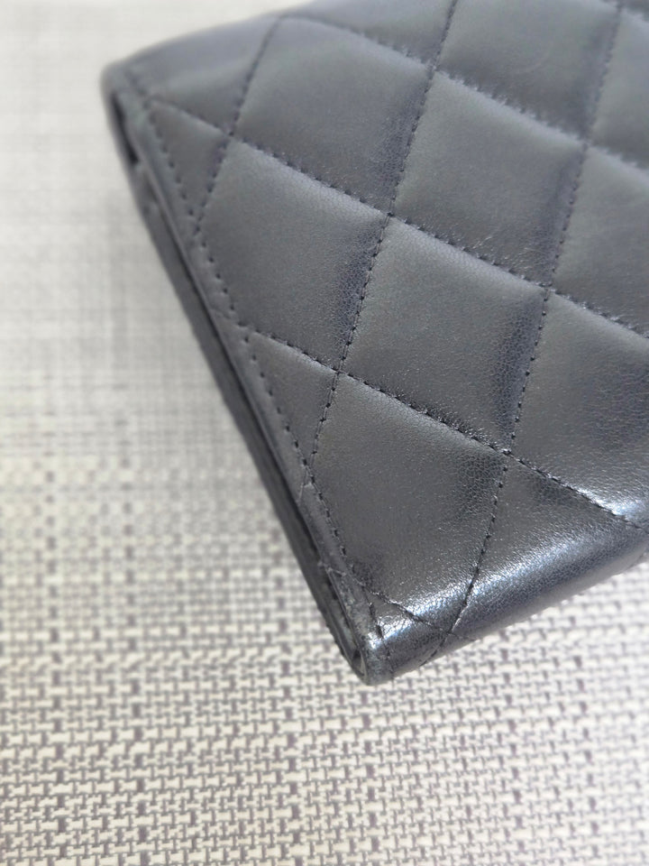Chanel series 24 Black Lambskin SHW Full size Sarah Wallet