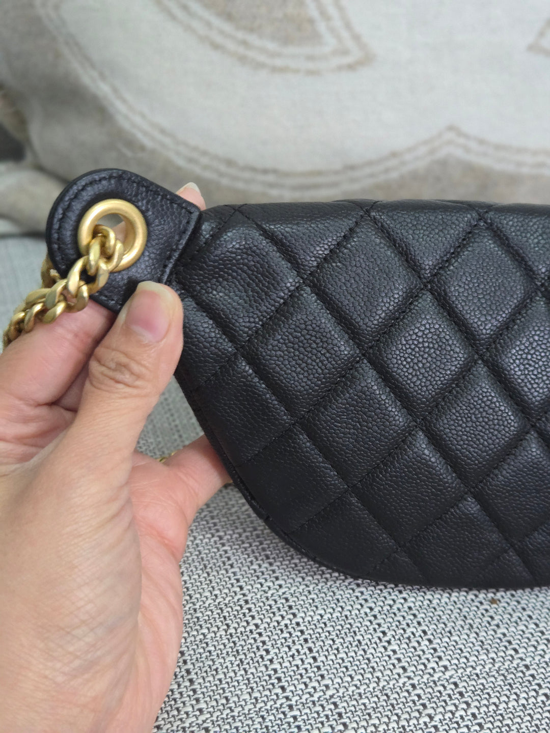 Chanel 24B 2024 Fall/Winter Black Caviar GHW Sweetheart Adjustable chain Waist Bag/Fanny Bag/Bum Bag