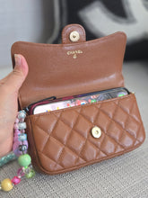 Load image into Gallery viewer, Chanel 2023 Caramel Brown Caviar Champagne GHW New Style Wallet on chain (WOC)
