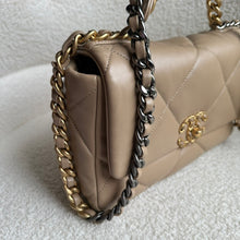 Load image into Gallery viewer, CHANEL 19 size Small in 21S collection 2021 Dark Beige Cappuccino Latte Lambskin Mixed HW Flap Bag
