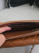 Load image into Gallery viewer, Chanel 2023 Caramel Brown Caviar Champagne GHW New Style Wallet on chain (WOC)

