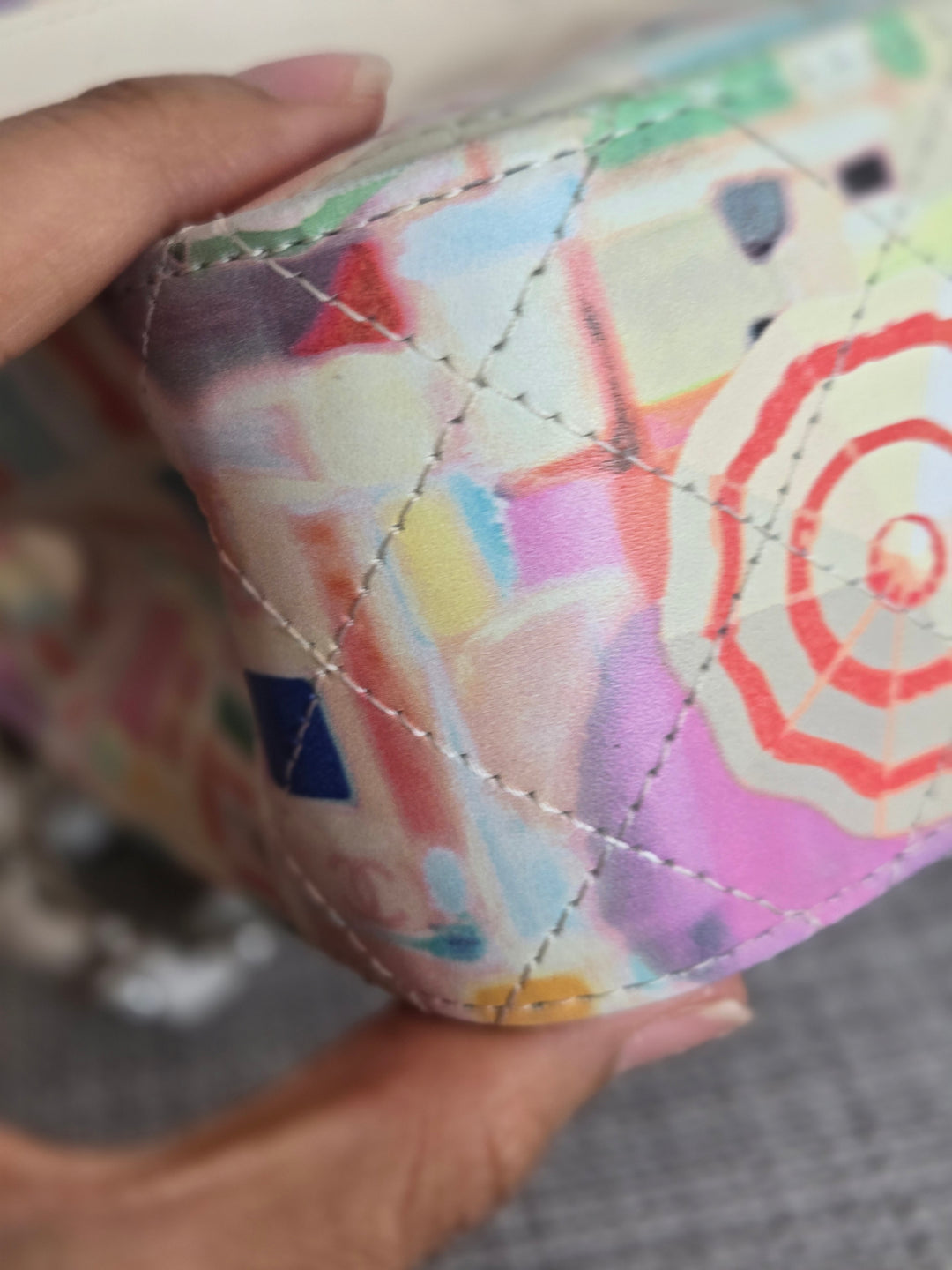 CHANEL Multi Color Rainbow Umbrella print calf skin SHW Medium Classic Double Flap Bag