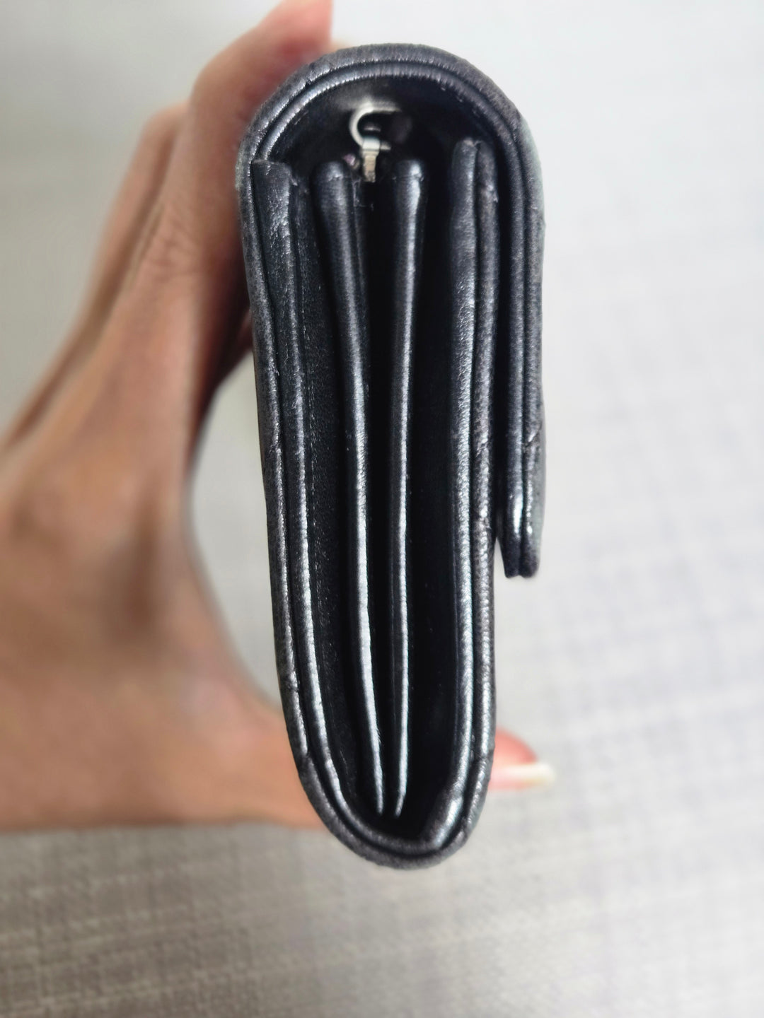 Chanel series 24 Black Lambskin SHW Full size Sarah Wallet