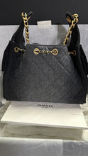 Load image into Gallery viewer, Chanel 25 Hobo Bag with Aged GHW size Small in Black Denim 25S Summer/Spring Collection
