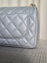 Load image into Gallery viewer, CHANEL Pearl Twist Pearly Silver Light Blue Lambskin Mini Flap Bag

