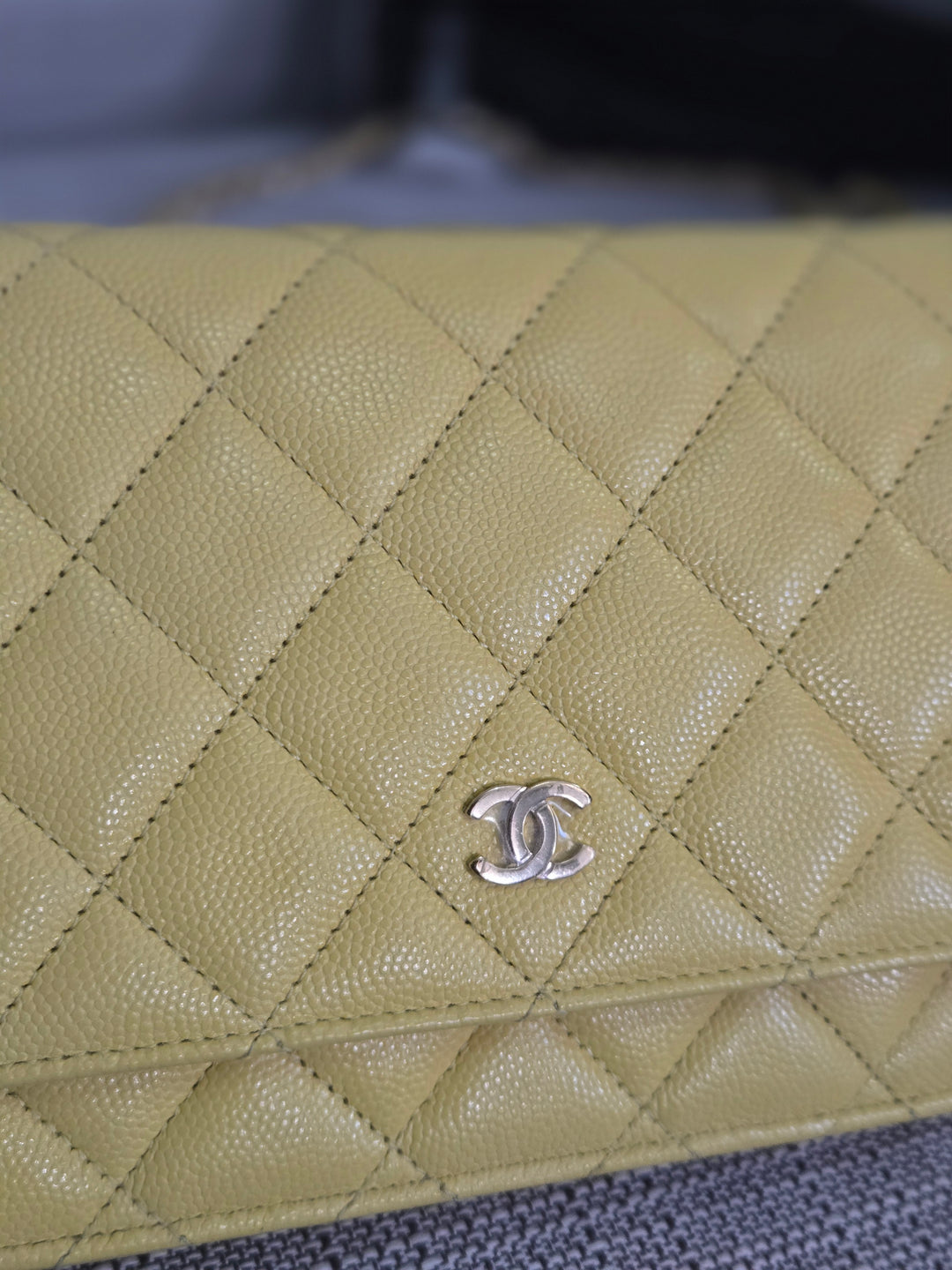 Chanel series 30 2020 Yellow Caviar LGHW Classic Wallet on chain (WOC)