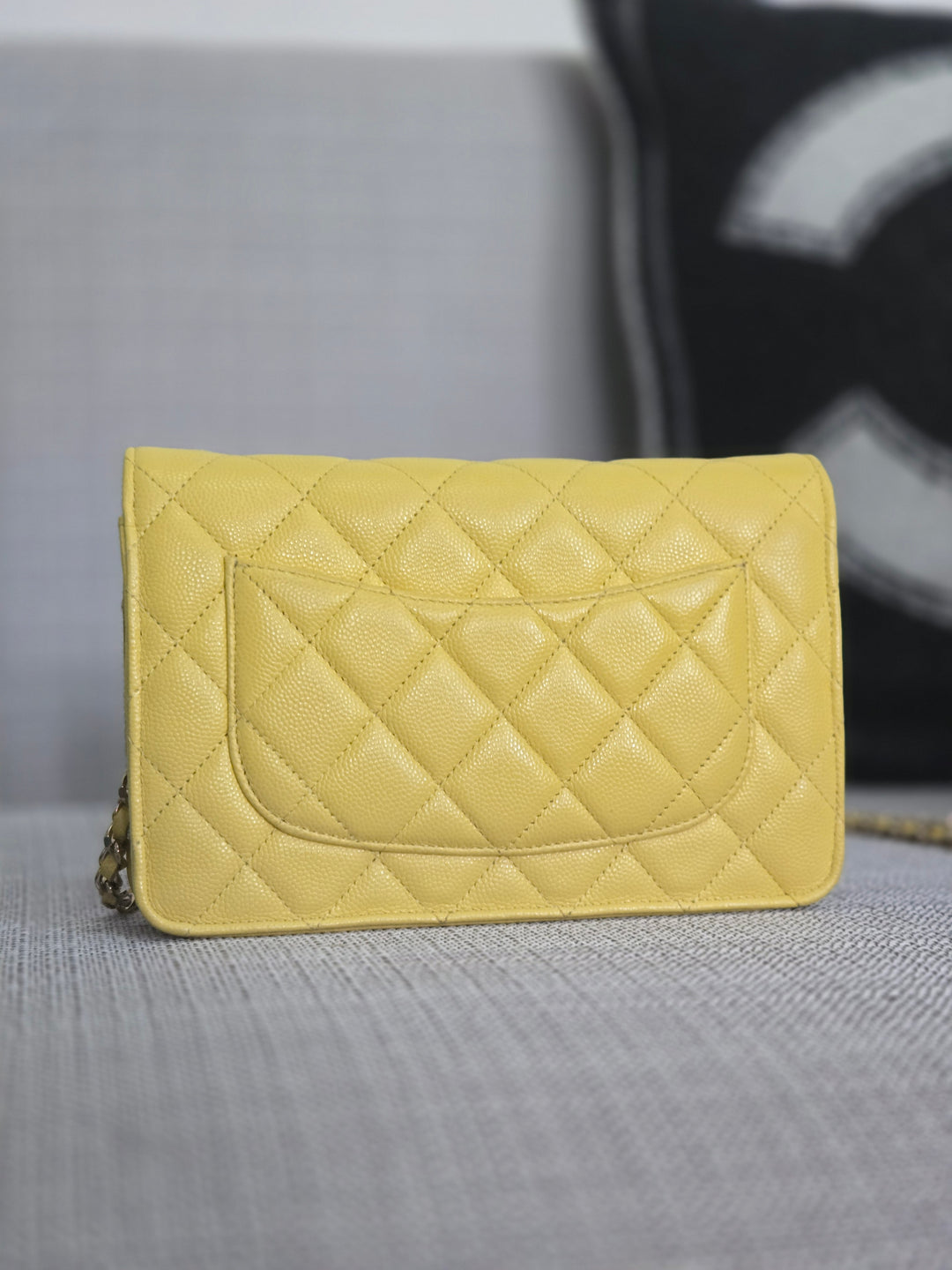 Chanel series 30 2020 Yellow Caviar LGHW Classic Wallet on chain (WOC)