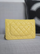 Load image into Gallery viewer, Chanel series 30 2020 Yellow Caviar LGHW Classic Wallet on chain (WOC)
