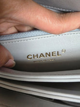 Load image into Gallery viewer, Chanel series 25 Grey Lambskin Chevron Trendy CC Top Handle Flap Bag Size Small with Champagne GHW and Detachable Shoulder strap
