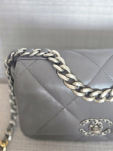 Load image into Gallery viewer, Chanel 19 size Small From 2022 in Dark grey Lambskin Mixed GHW with Silver colourway Flap Bag with Top Handle
