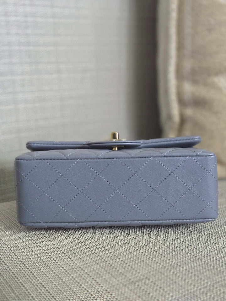 Chanel 22B Iridescent Light purple lambskin champagne GHW Mini Rectangular Flap Bag