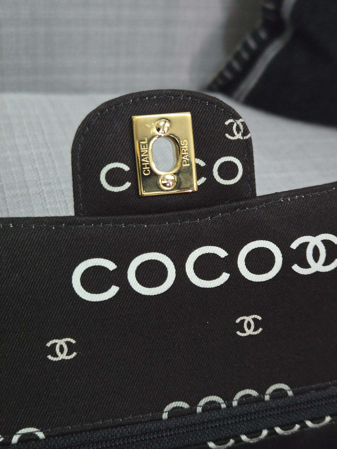 Chanel series 7 2002/2003 Black Canvas Quilted “COCO” Medium Classic Flap Light Gold Hardware