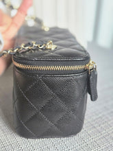 Load image into Gallery viewer, Chanel Black Caviar champagne GHW Small Vanity Case with Chain
