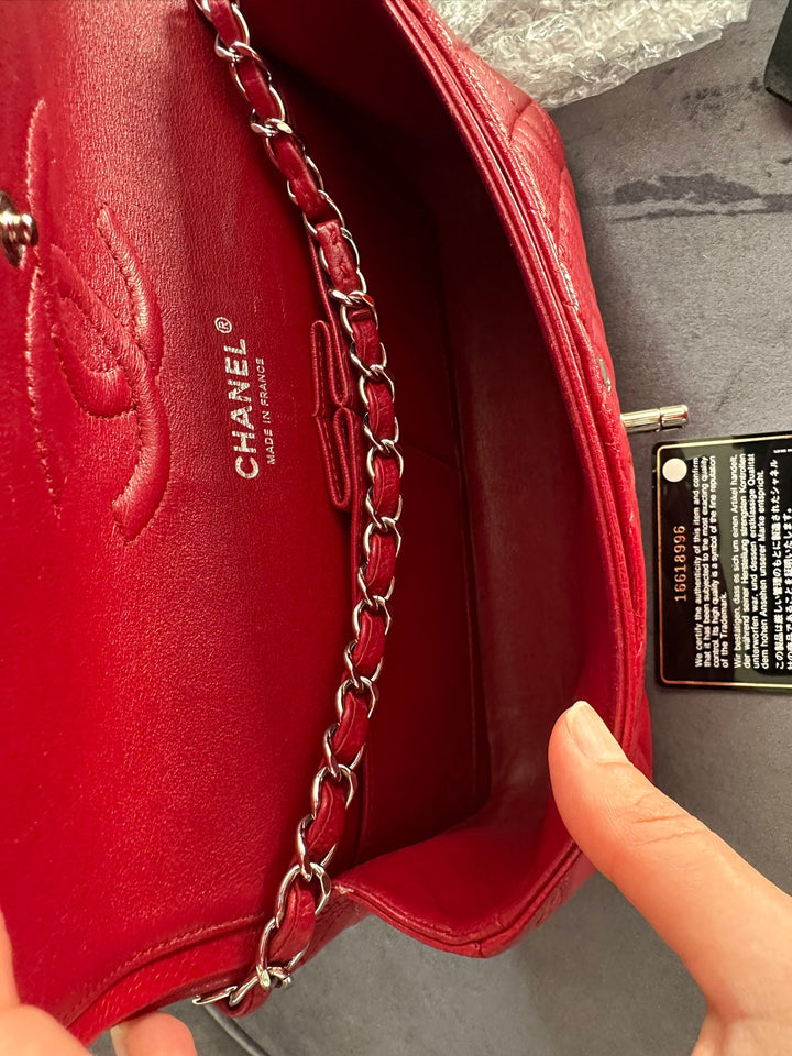 CHANEL 12A series 16 2012 Red Caviar SHW Medium Timeless ML Classic Double Flap Bag