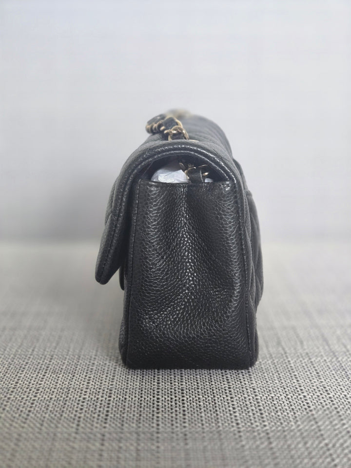 Chanel series 25 2018 Summer/Spring 18S Collection Pearly Dark Grey Caviar LGHW Mini Rectangular Flap Bag