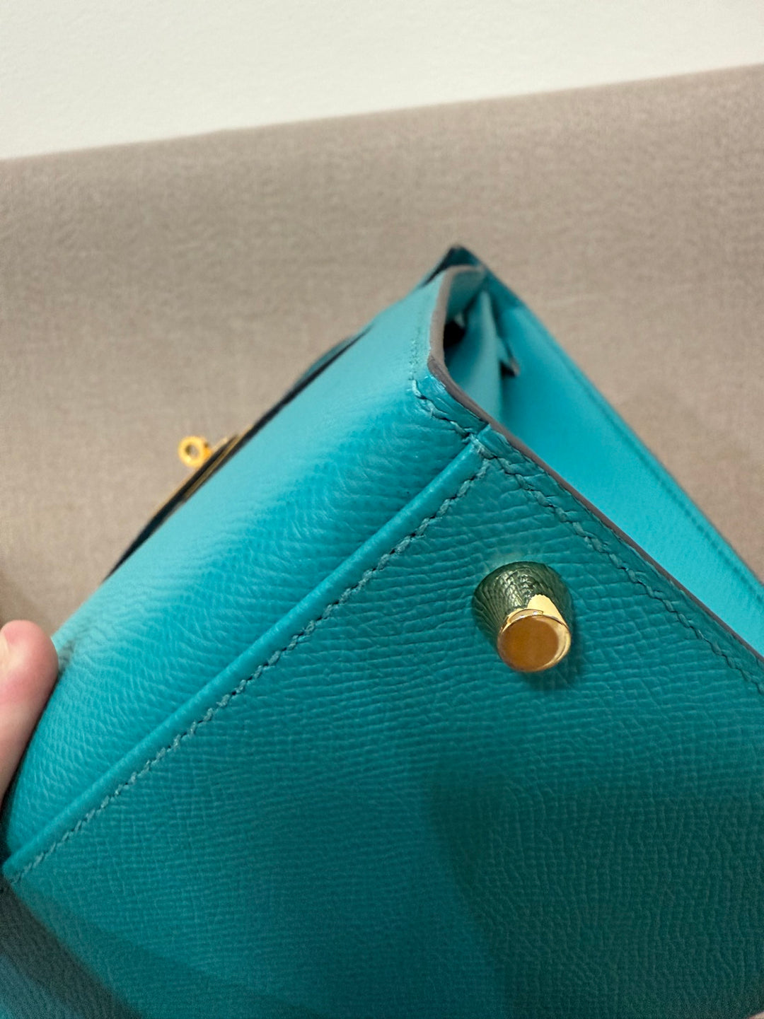 Hermes Kelly 28 in Bleu Paon Epsom Sellier Leather GHW Stamp D 2019