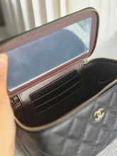 Load image into Gallery viewer, Chanel Black Caviar champagne GHW Small Vanity Case with Chain
