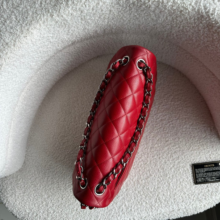 CHANEL series 19 14C Red Caviar SHW Jumbo Timeless Classic Double Flap Bag 2014