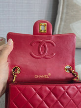 Load image into Gallery viewer, Chanel series 1 Red Lambskin 24K GHW Vintage Classic Mini Flap Bag
