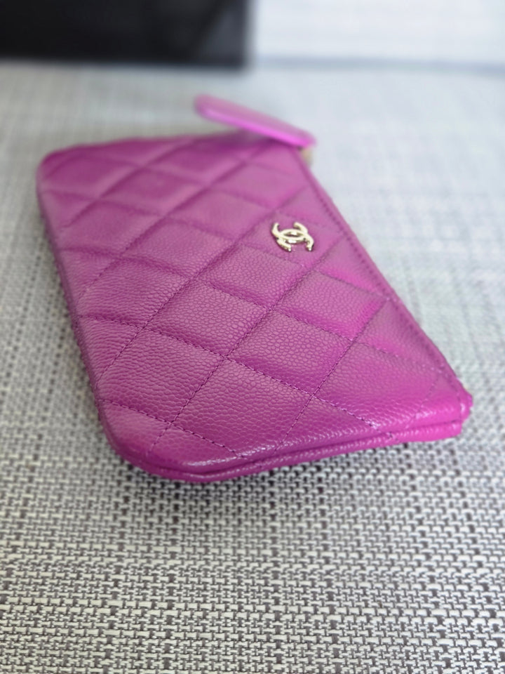 Chanel 2023 23C collection Purple Caviar LGHW Mini O Case/Pouch