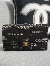 Load image into Gallery viewer, Chanel series 7 2002/2003 Black Canvas Quilted “COCO” Medium Classic Flap Light Gold Hardware
