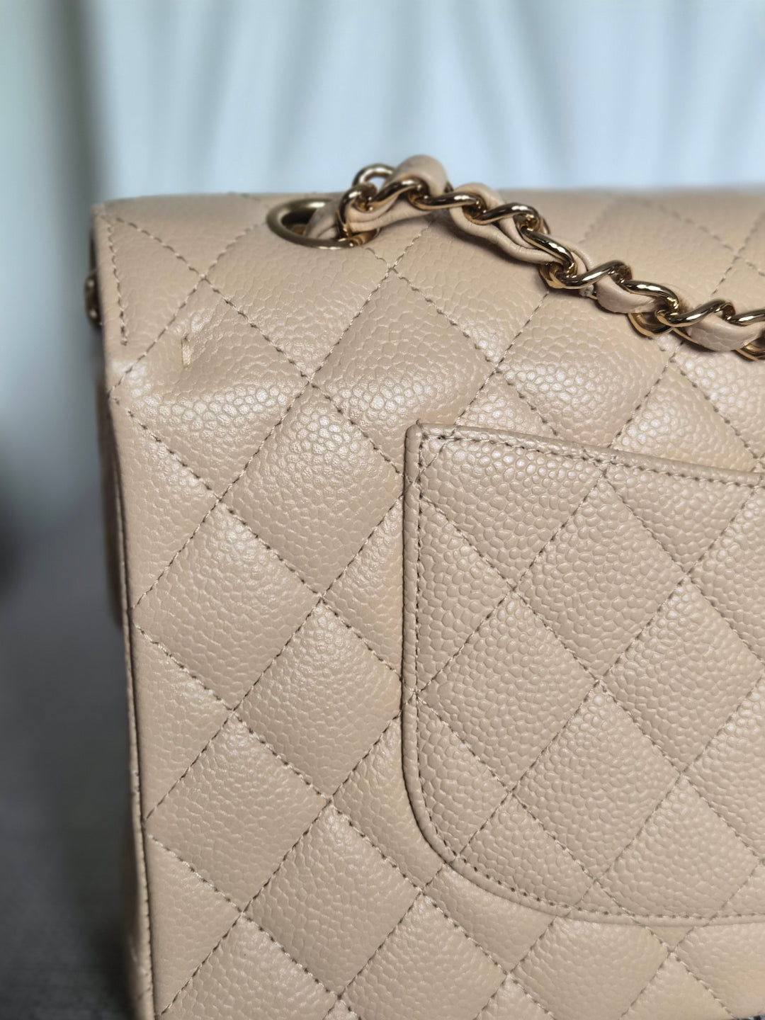 CHANEL series 15 2011/2012 Beige Clair Caviar GHW Medium ML Timeless Classic Double Flap Bag