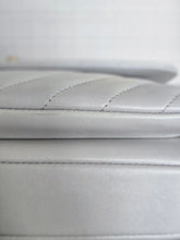 Load image into Gallery viewer, Chanel series 25 Grey Lambskin Chevron Trendy CC Top Handle Flap Bag Size Small with Champagne GHW and Detachable Shoulder strap
