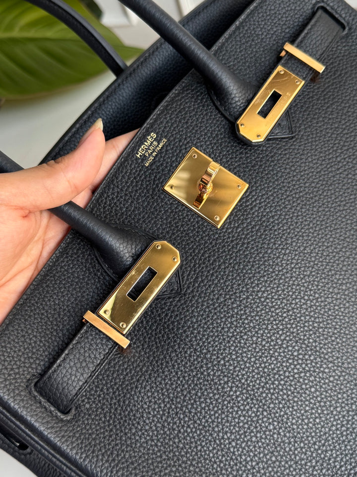 Hermes Noir/Black Togo Leather RGHW Rose gold hardware Birkin 30 Stamp Z 2021
