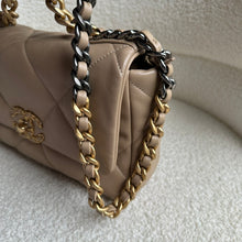 Load image into Gallery viewer, CHANEL 19 size Small in 21S collection 2021 Dark Beige Cappuccino Latte Lambskin Mixed HW Flap Bag
