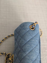 Load image into Gallery viewer, CHANEL 23C 2022/2023 Cruise collection Denim Pearl Crush Adjustable Chain Mini Rectangular Flap Bag with Aged GHW

