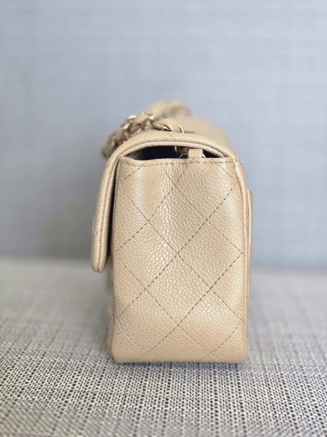 Chanel series 20 15C Collection Pearly Beige Caviar Brushed GHW Square Mini Flap Bag