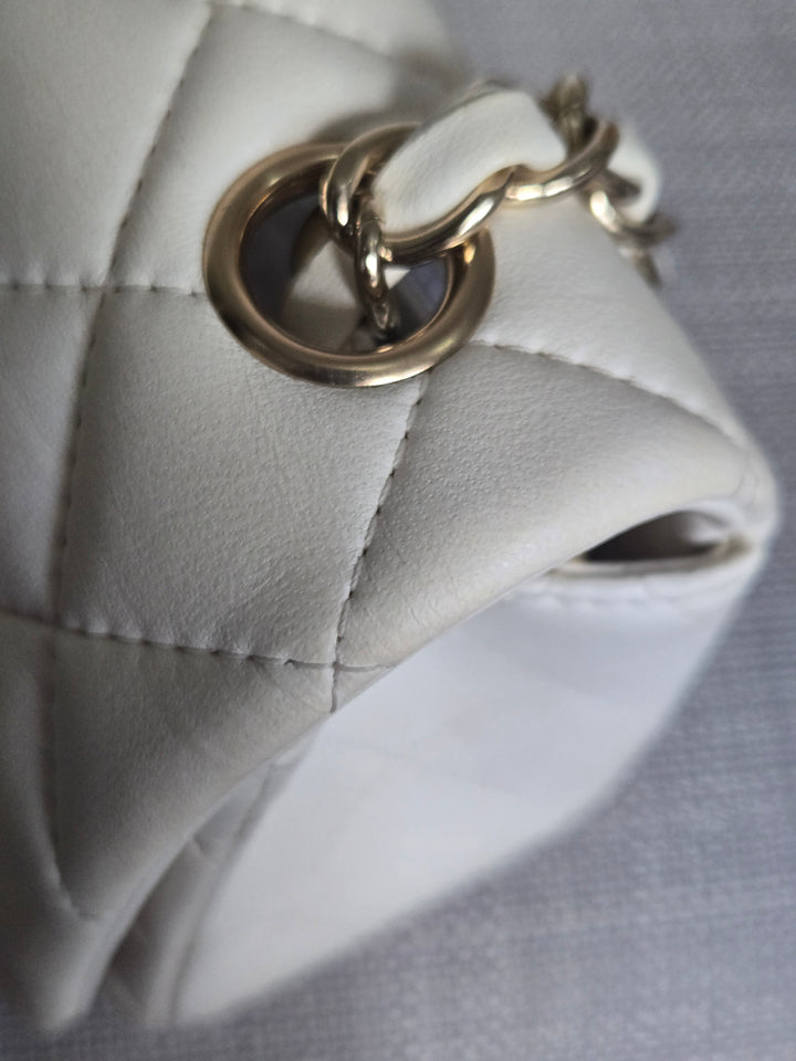 CHANEL series 23 2016 White Lambskin LGHW Mini Rectangular Flap Bag
