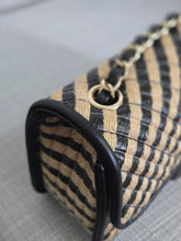 Load image into Gallery viewer, Chanel series 31 21P 2021 Pre spring/summer collection Raffia Black/Beige Mini Rectangular Flap Bag
