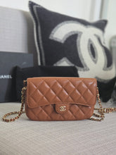 Load image into Gallery viewer, Chanel 2023 Caramel Brown Caviar Champagne GHW New Style Wallet on chain (WOC)
