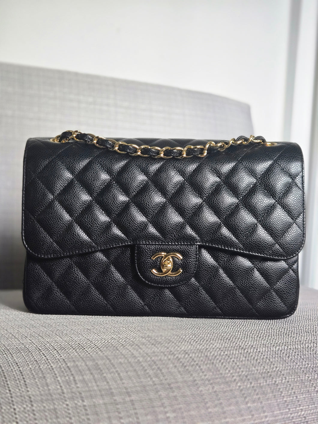 Chanel series 24 Black Caviar GHW Jumbo Timeless Double Flap Bag