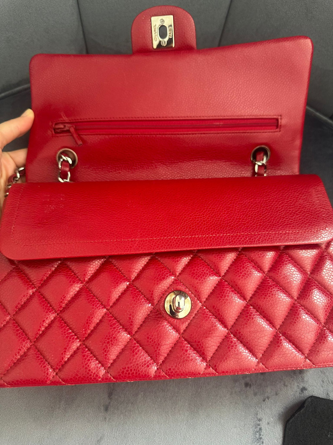 CHANEL 12A series 16 2012 Red Caviar SHW Medium Timeless ML Classic Double Flap Bag