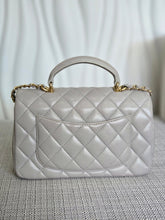 Load image into Gallery viewer, CHANEL 21A light Grey Lambskin Aged GHW Mini Rectangular Flap Bag with Top Handle
