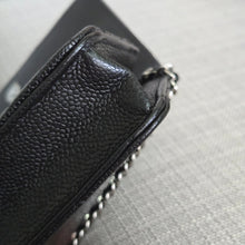 Load image into Gallery viewer, Chanel Black Caviar Classic Wallet on chain (WOC) with silver hardware
