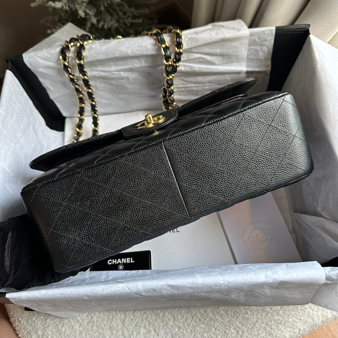 CHANEL series 159 2011/2012 Black Caviar GHW Jumbo Classic Timeless Double Flap Bag