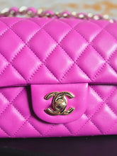 Load image into Gallery viewer, Chanel 21C 2021 Cruise Collection Purple Lambskin Champagne GHW Mini rectangular flap bag
