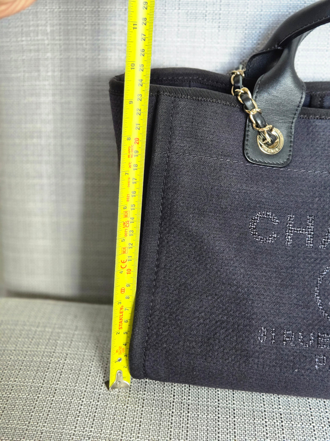 Chanel 22B Collection 2022 Black Tweed Small Deauville Tote with Top Handle with LGHW