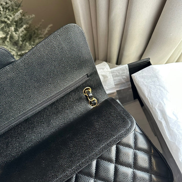 CHANEL series 159 2011/2012 Black Caviar GHW Jumbo Classic Timeless Double Flap Bag